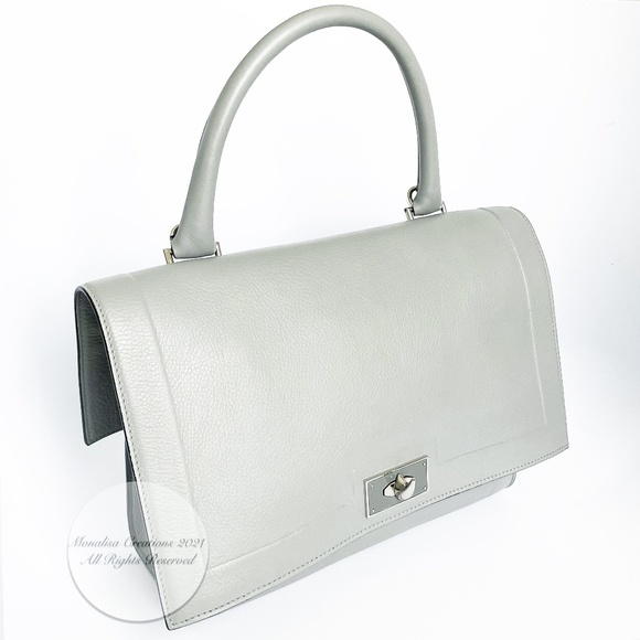 Givenchy Mini Shark Tooth Bag Satchel Top Handle Gray Leather SHW with COA - Picture 4 of 15